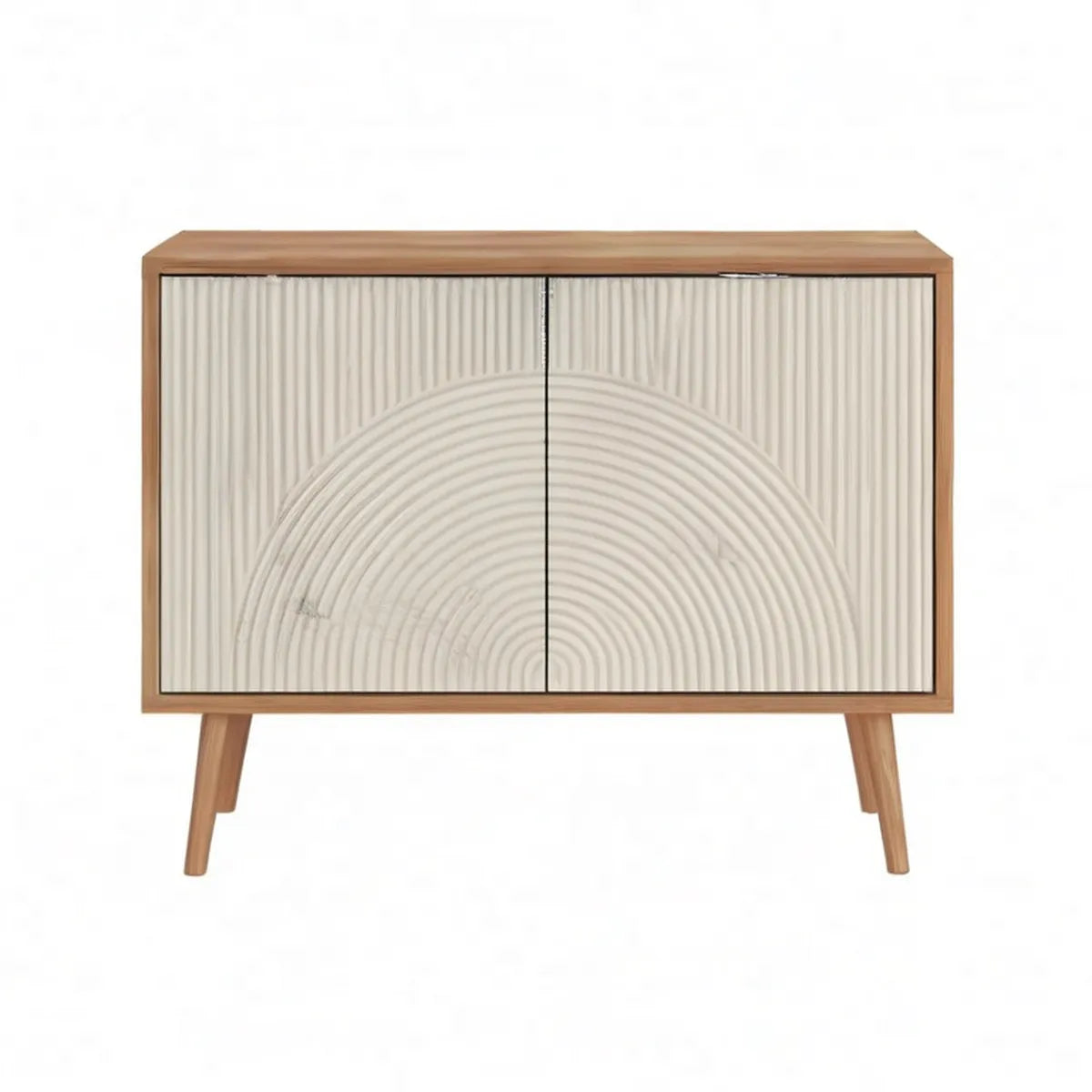 Kredens dwudrzwiowy z frezowanymi frontami MDF 100 × 40 × 85 cm Naturalny/Kremowy
