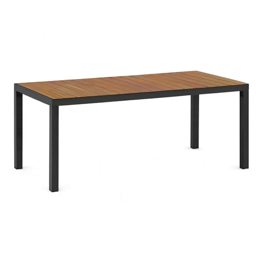 Prostokątny stół ogrodowy 180 x 90 x 75 cm z blatem WPC, brązowo-czarny