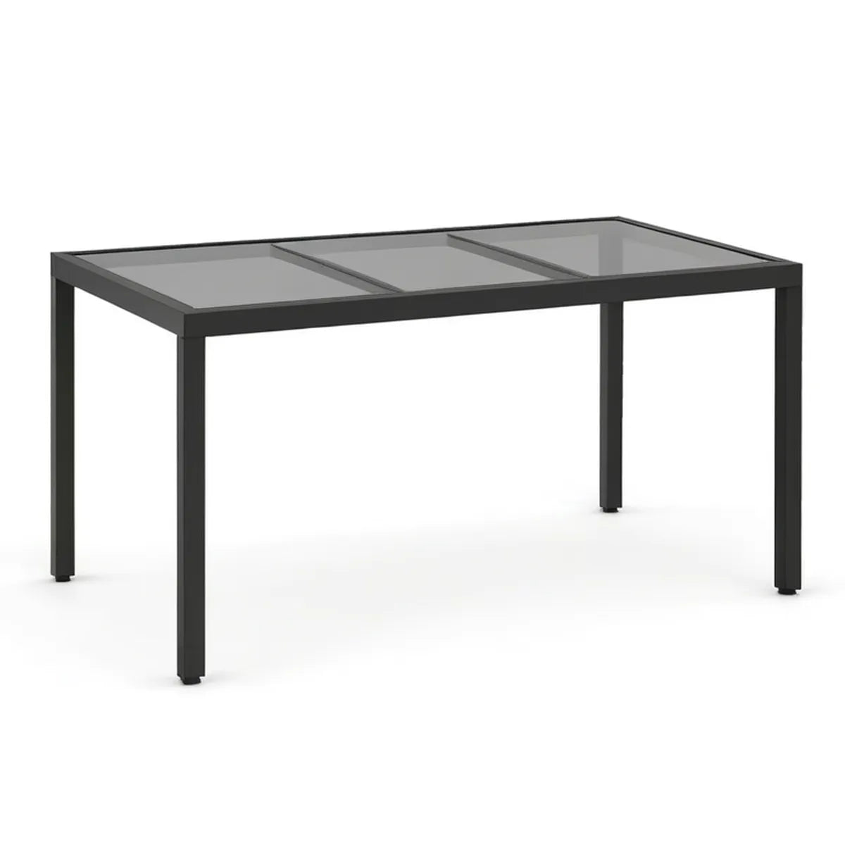 Prostokątny stół ogrodowy aluminiowy ze szkłem hartowanym 150 x 90 x 75 cm Czarny/Przydymiona Szarość