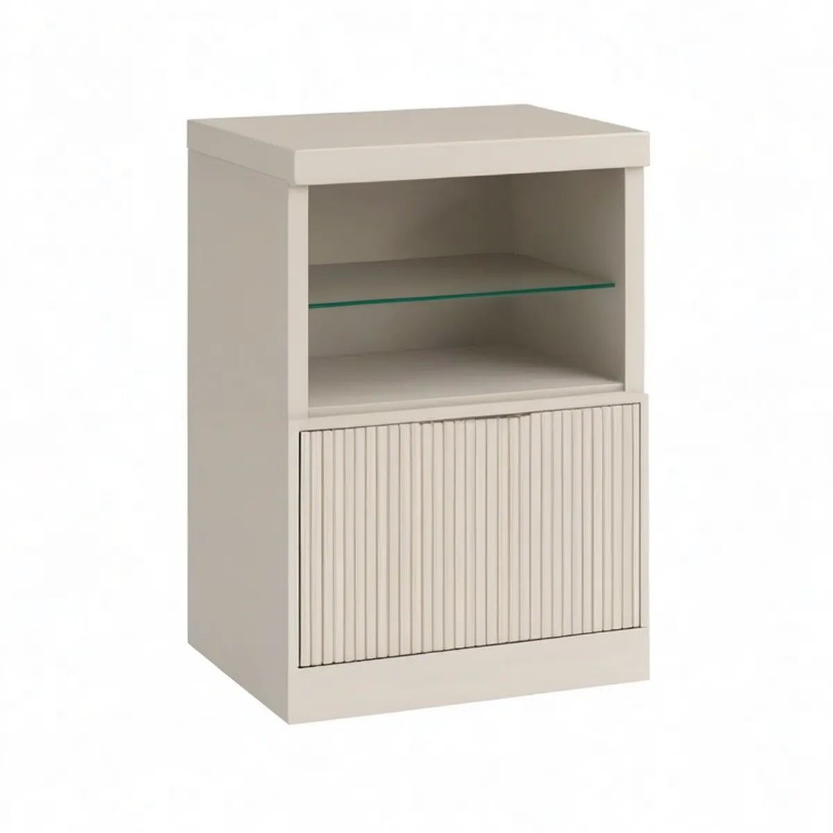 Kremowy mebel z półką szklaną MDF 60 x 40 x 90 cm