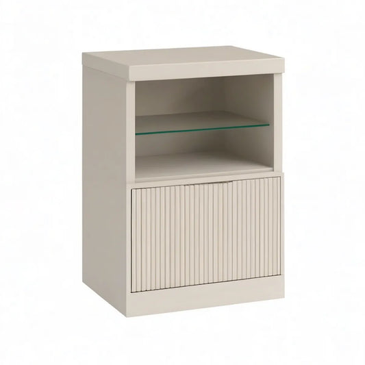 Kremowy mebel z półką szklaną MDF 60 x 40 x 90 cm