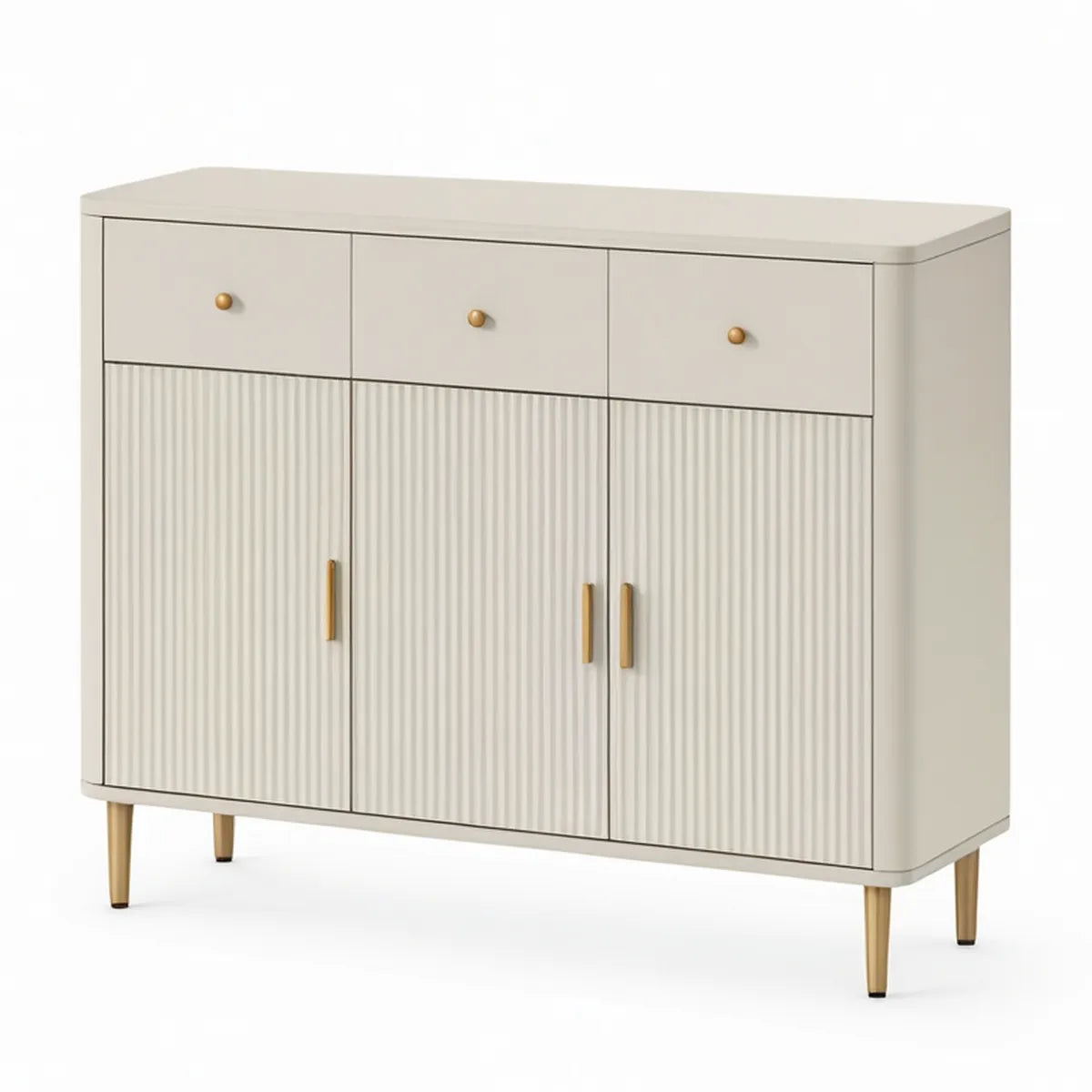 Kremowy kredens MDF z 3 drzwiami i 3 szufladami, 120 × 40 × 90 cm